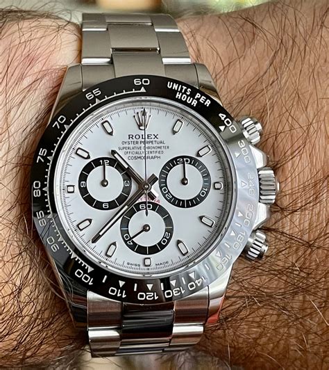 rolex daytona white on wrist|rolex daytona list price uk.